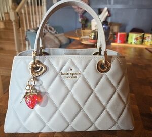 Kate Spade Light Gray Quilted Satchel